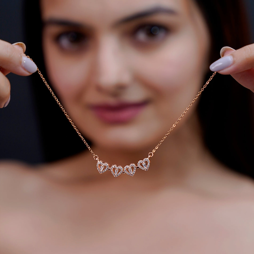 Shiny Clover Rosegold Plated Necklace