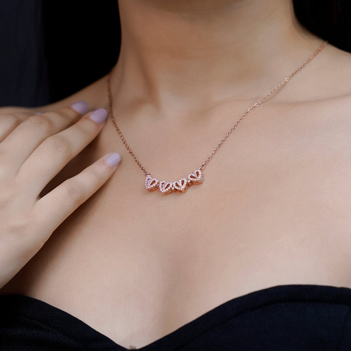 Shiny Clover Rosegold Plated Necklace